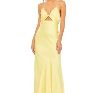 Yellow Sleeveless Plunge Maxi Gown for Prom